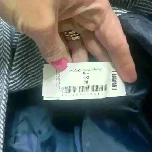 NWT Trendyol Blue Herringbone Tweed Blazer Sz 8 Item#20 - Picture 11 of 14